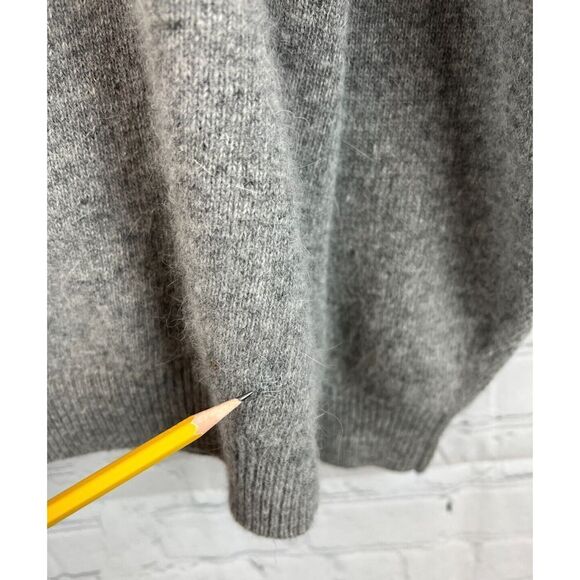 TALBOTS VTG argyle lambswool angora rabbit gray turtleneck sweater pullover M - Picture 8 of 8
